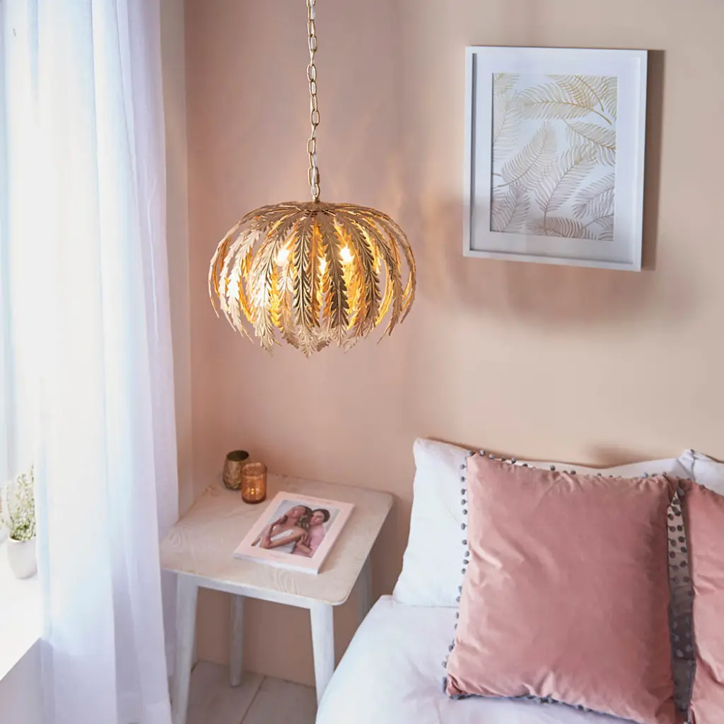 Delphine 3lt Gold Painted Pendant