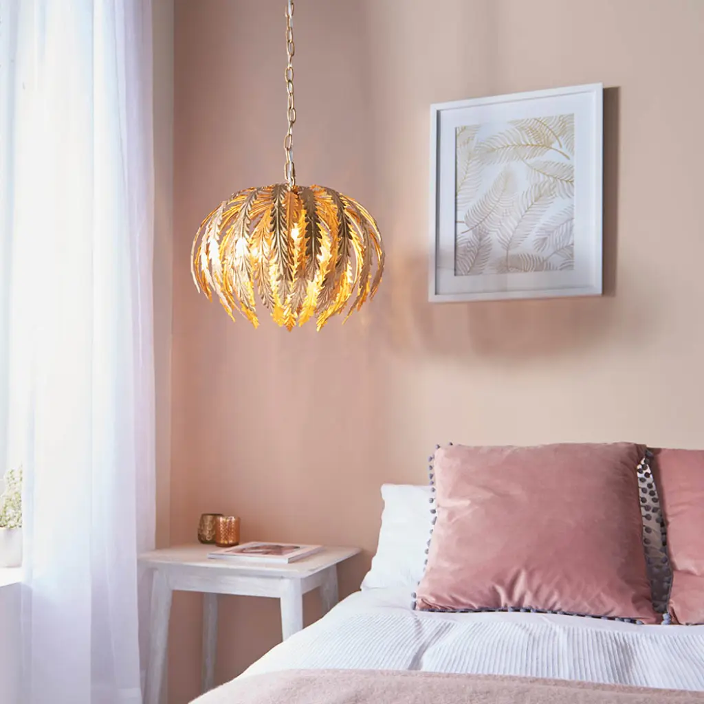 Delphine 3lt Gold Painted Pendant