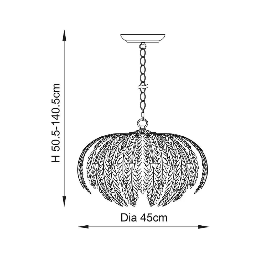Delphine 3lt Gold Painted Pendant