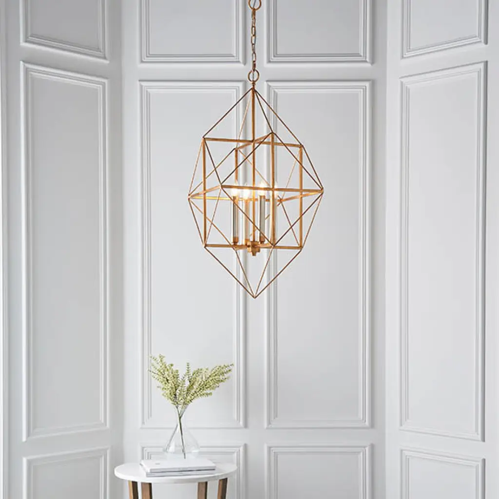 Fred 4 Light Gold Leaf Framed Pendant