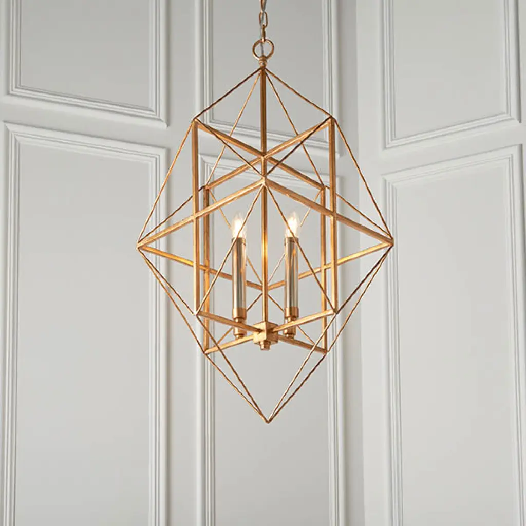 Fred 4 Light Gold Leaf Framed Pendant