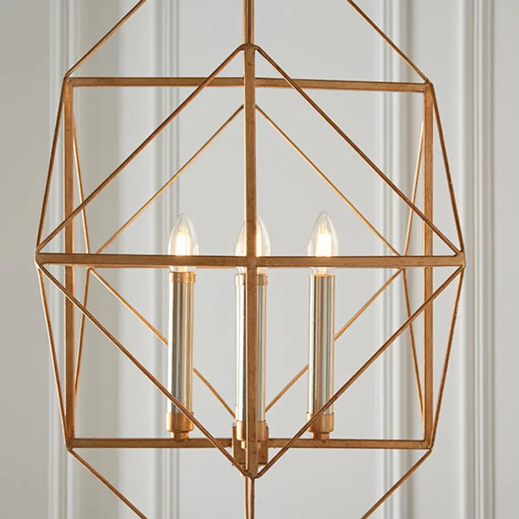 Fred 4 Light Gold Leaf Framed Pendant