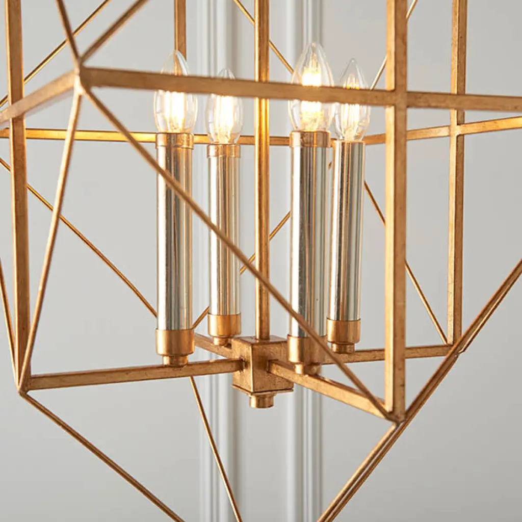 Fred 4 Light Gold Leaf Framed Pendant