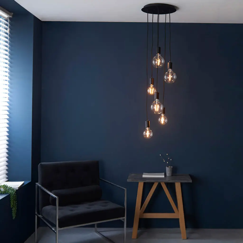 Studio 6 Light Cluster Matt Black Pendant