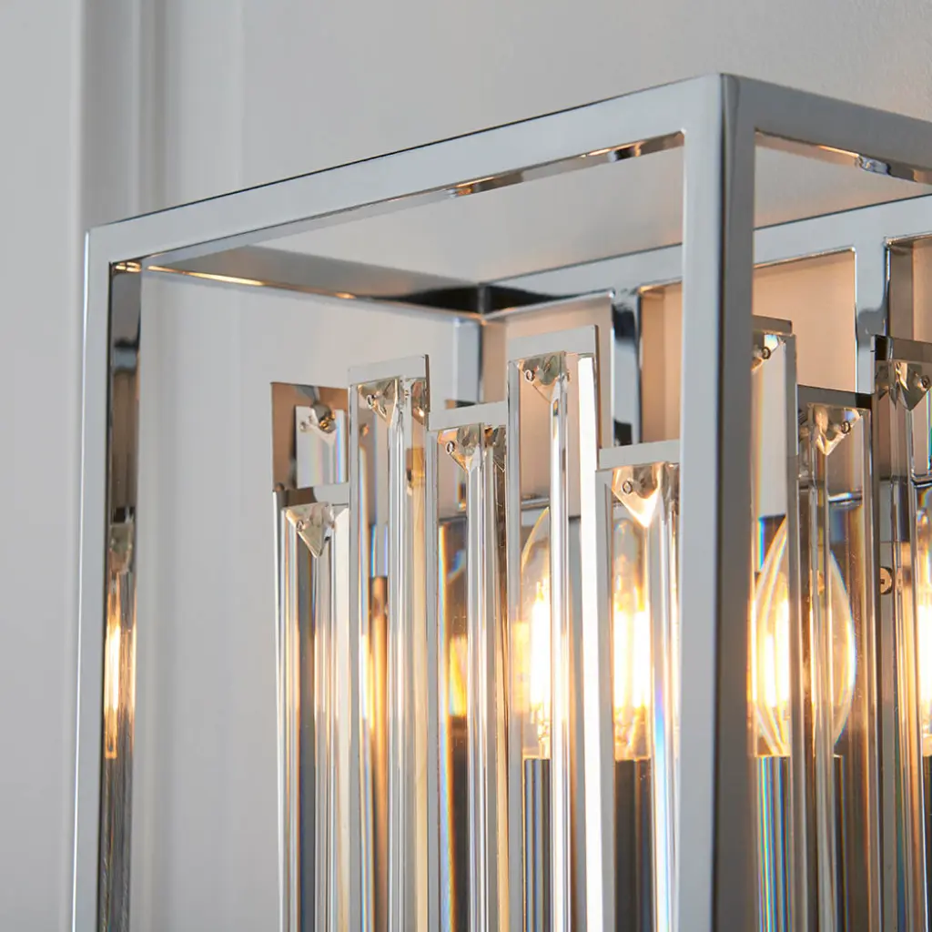 Acadia Wall Light in Chrome with Clear Crystal Rods