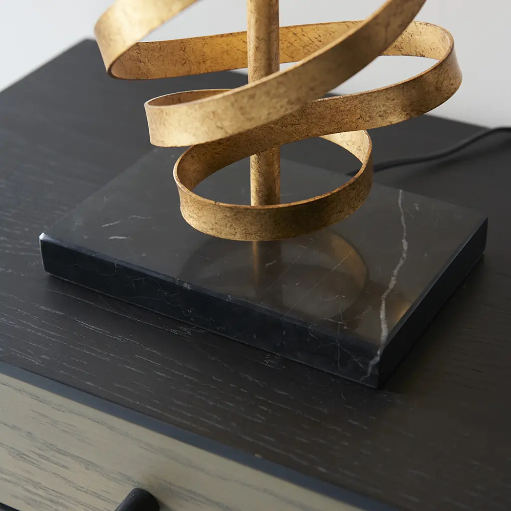 Jane Gold Ribbon Table Lamp C/W Ivory Shade