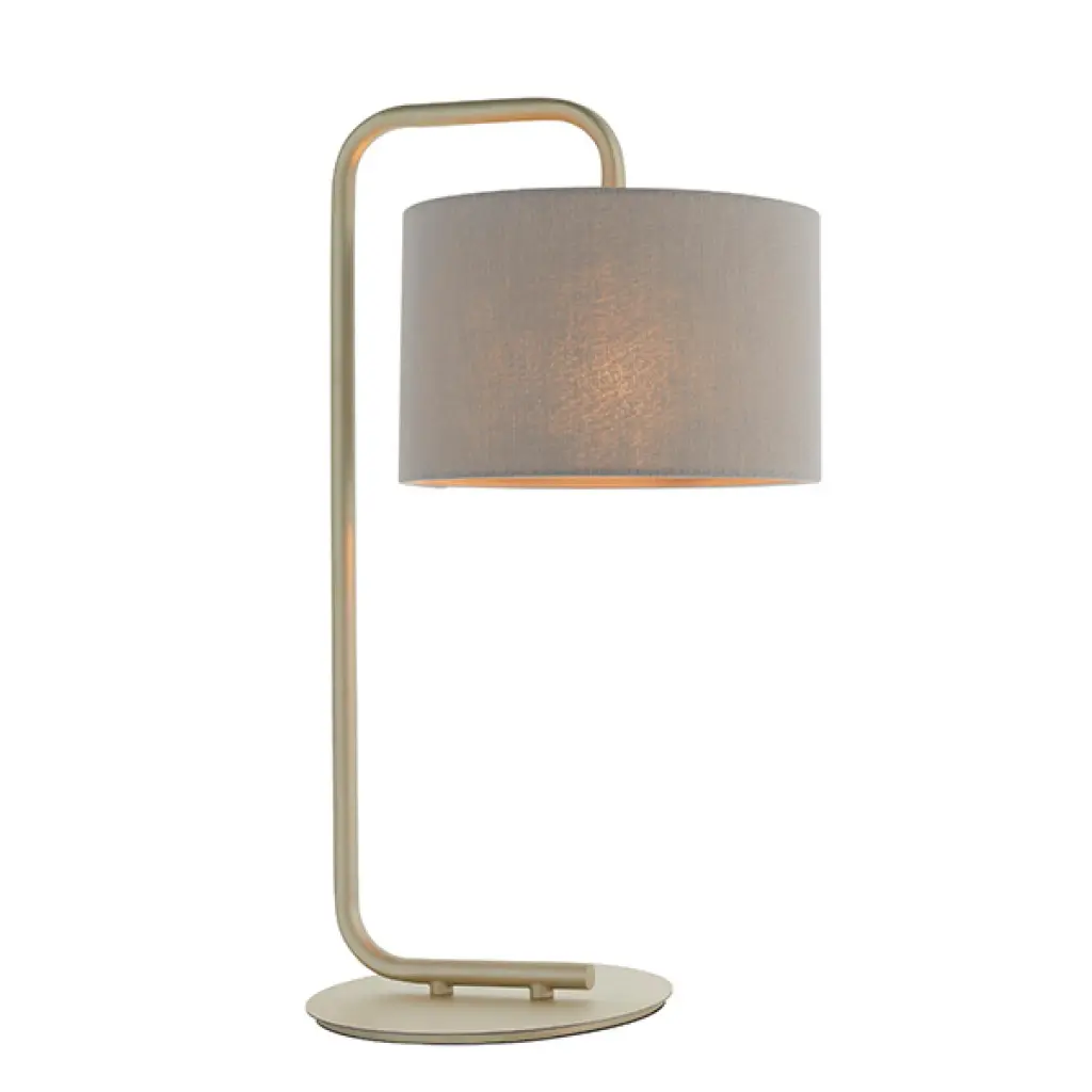 Jane Champagne Table Lamp C/W Grey Shade