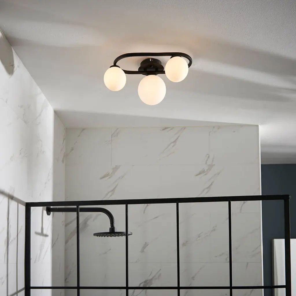 Pulsa 3 Light Semi Flush Fitting in Matt Black