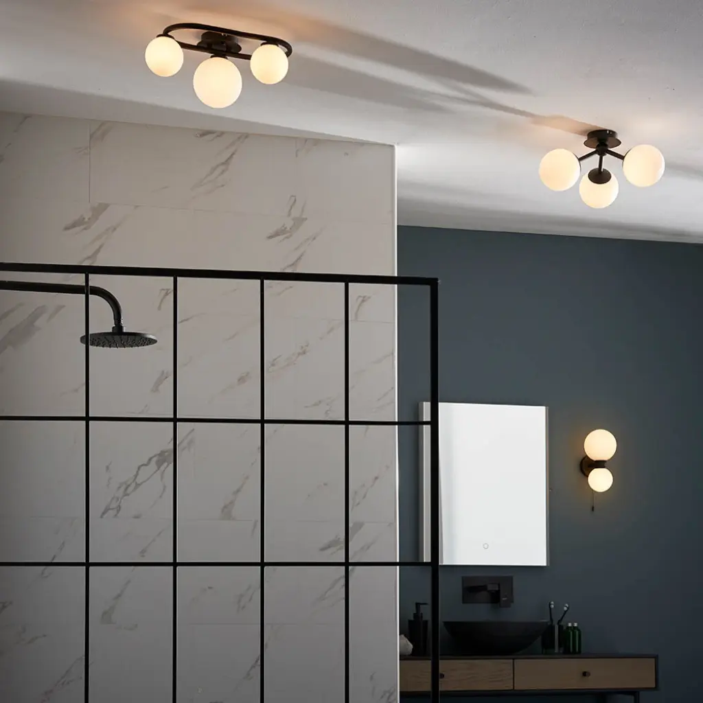 Pulsa 3 Light Semi Flush Fitting in Matt Black