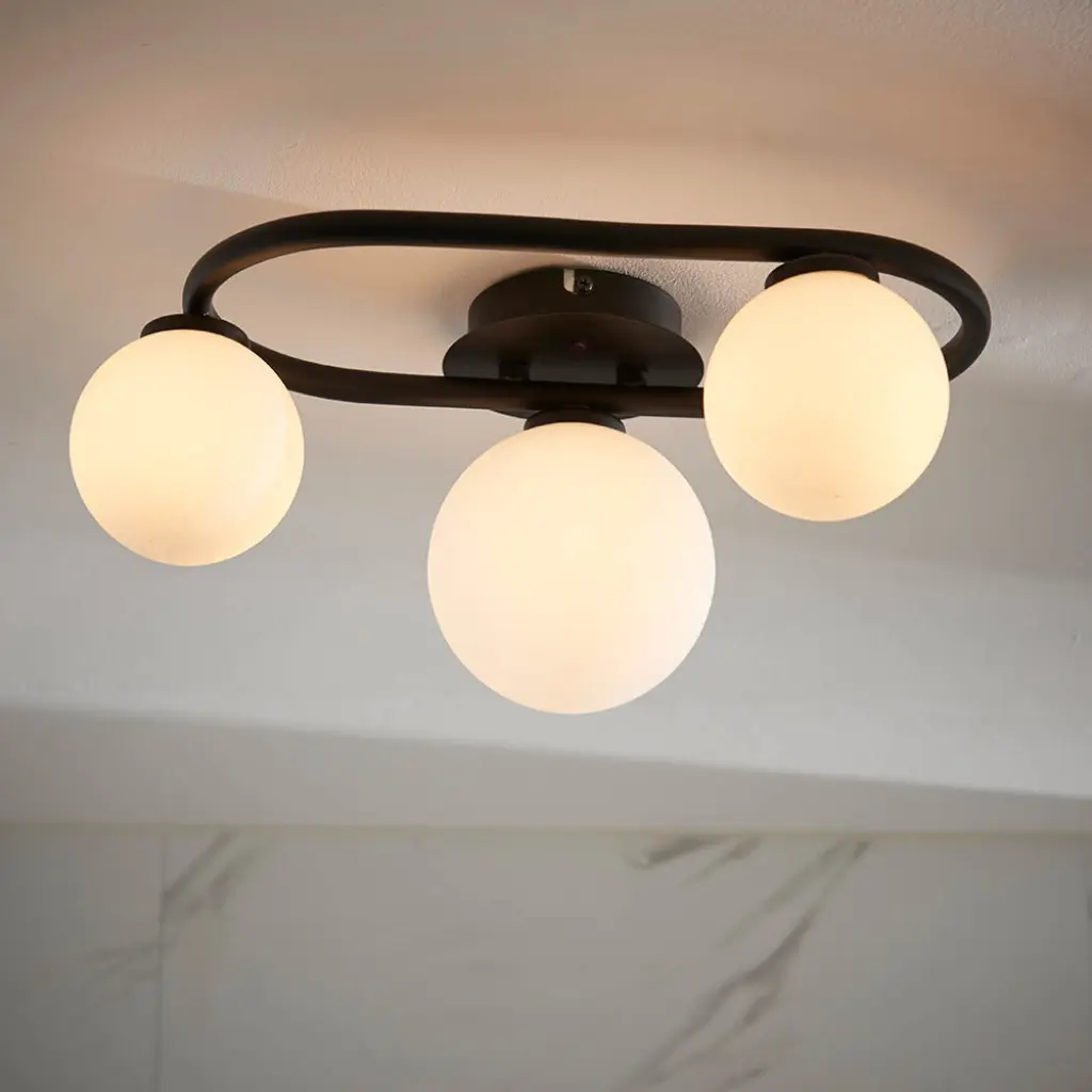Pulsa 3 Light Semi Flush Fitting in Matt Black