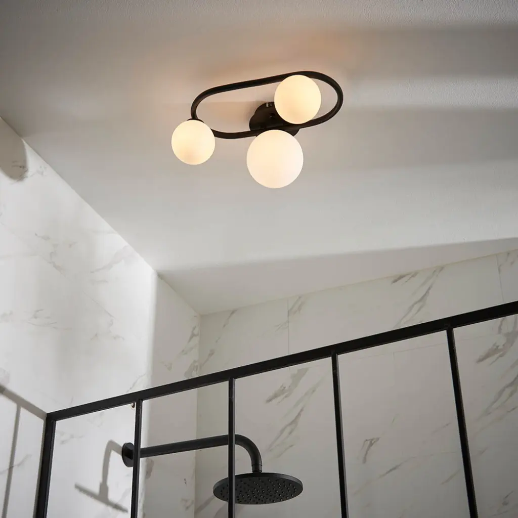Pulsa 3 Light Semi Flush Fitting in Matt Black