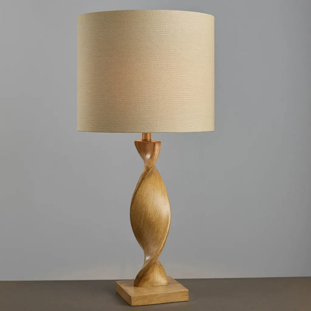 Abia Wooden Table Lamp C/W Shade