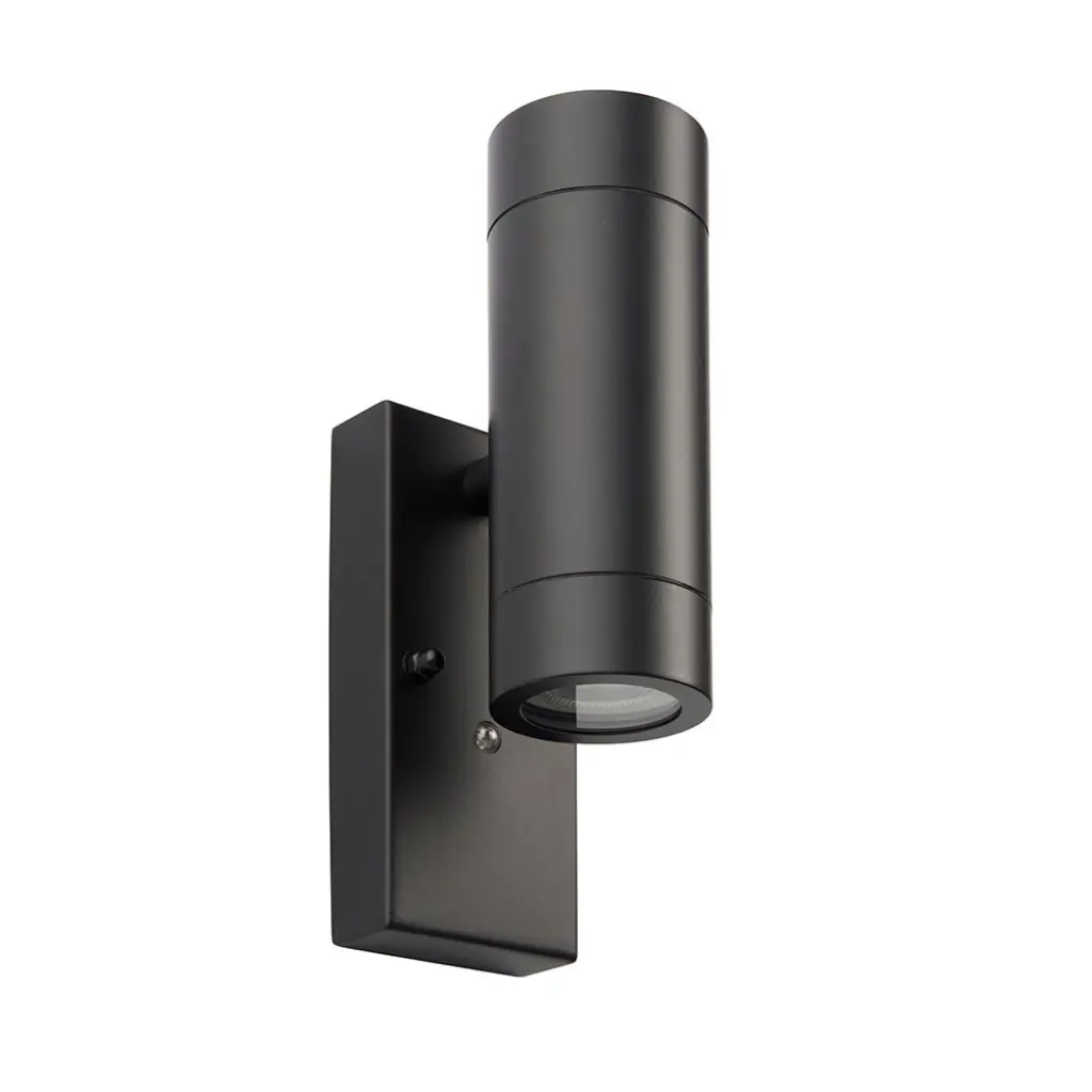 Palin Matt Black Photocell Up & Down Wall Light IP44