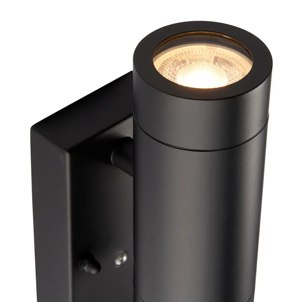 Palin Matt Black Photocell Up & Down Wall Light IP44