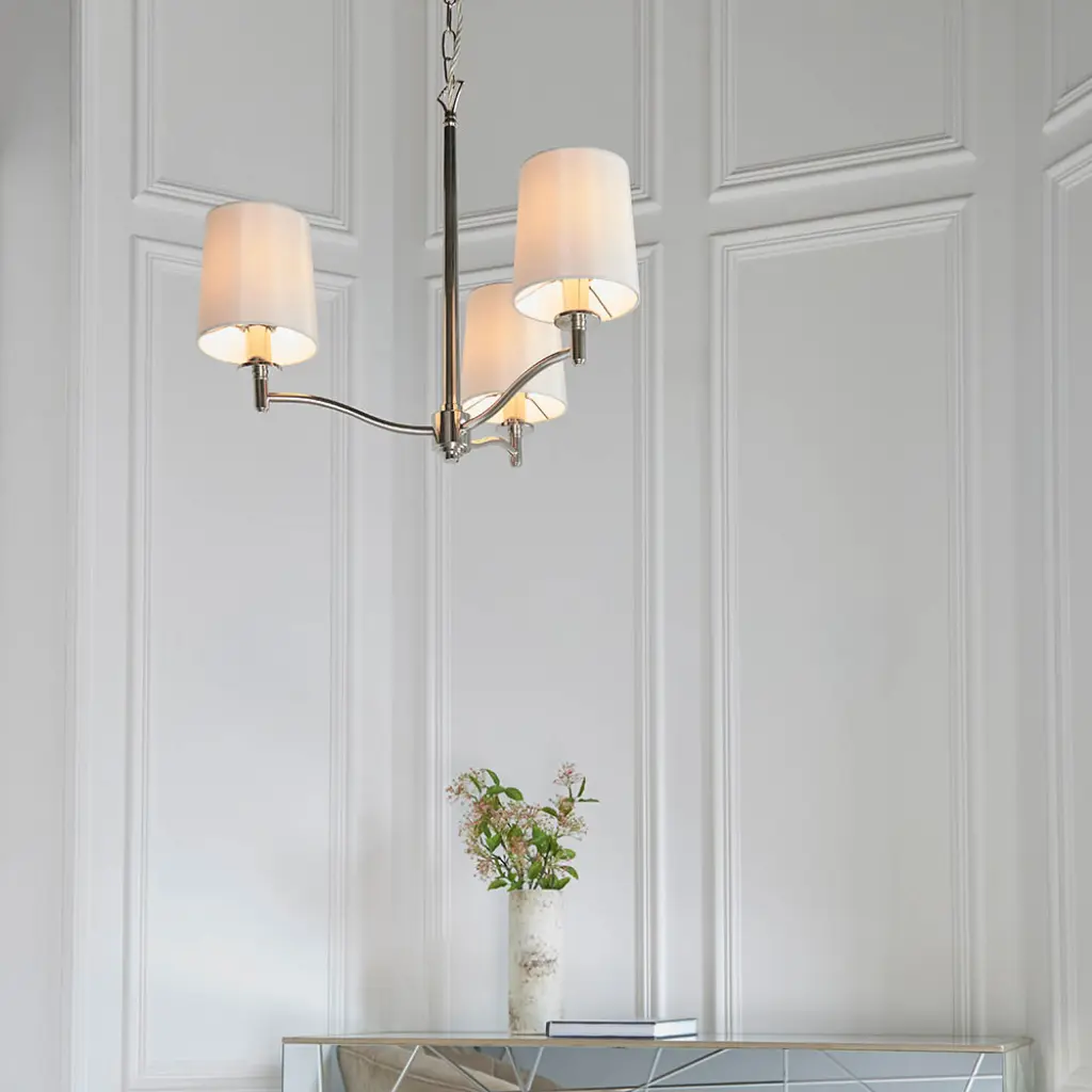 Ortona 3 Light Bright Nickel Pendant