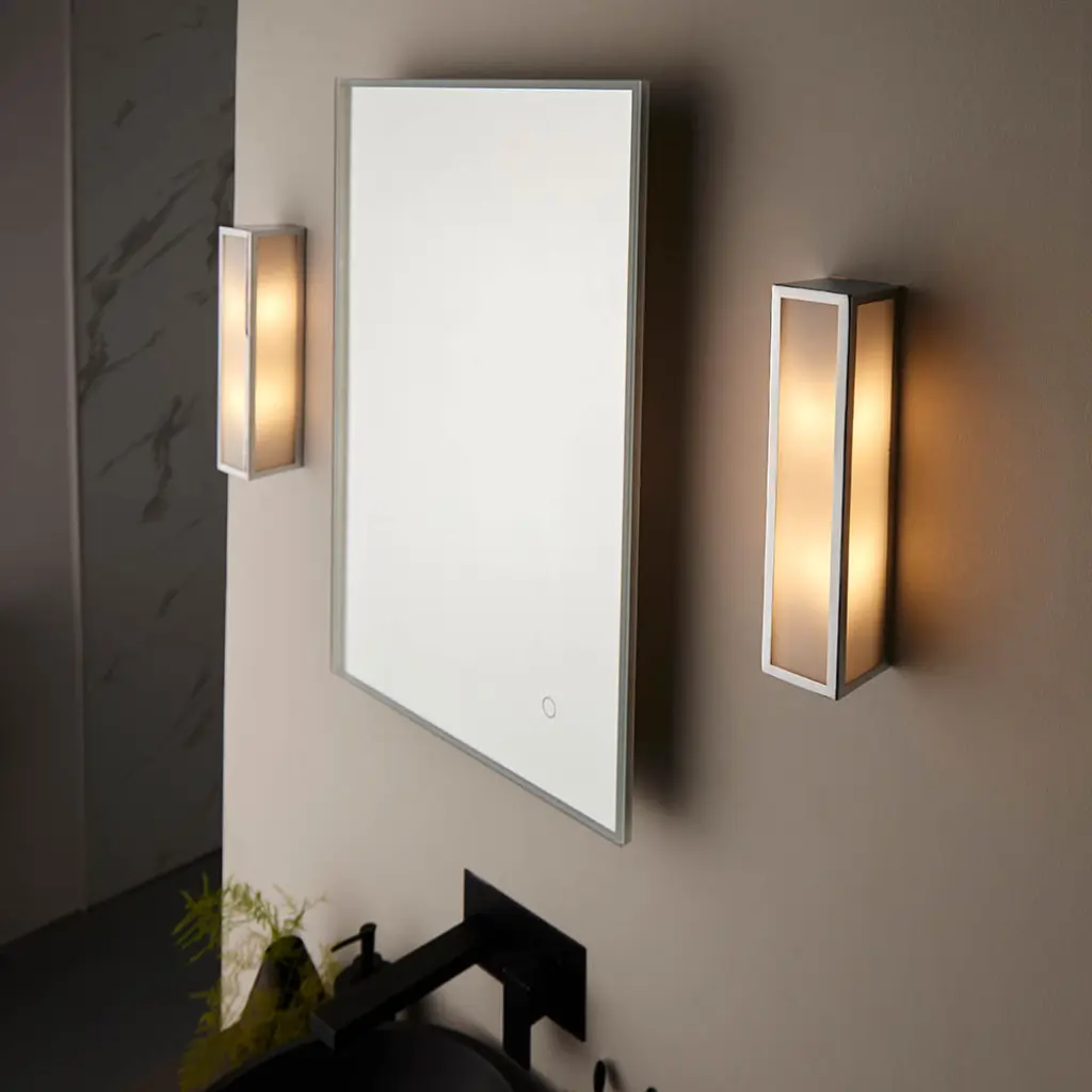 Newham 2 Light Chrome Wall Light with Frosted Glass IP44