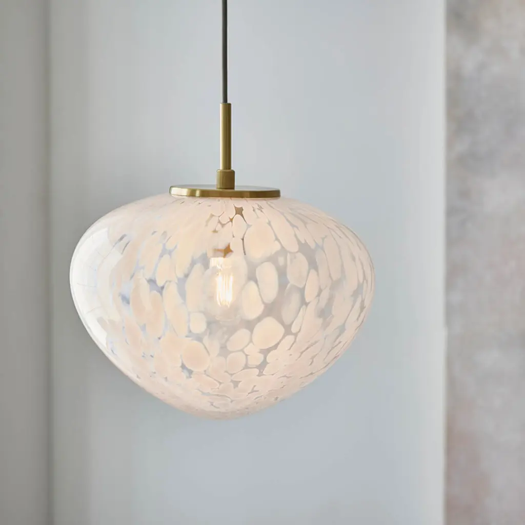 Mali Satin Brass Pendant with Confetti Glass