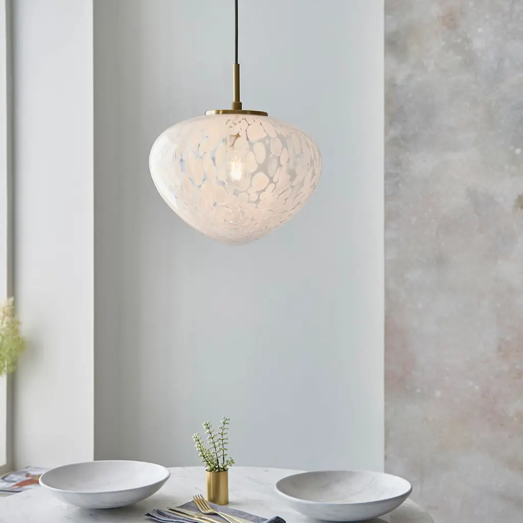 Mali Satin Brass Pendant with Confetti Glass
