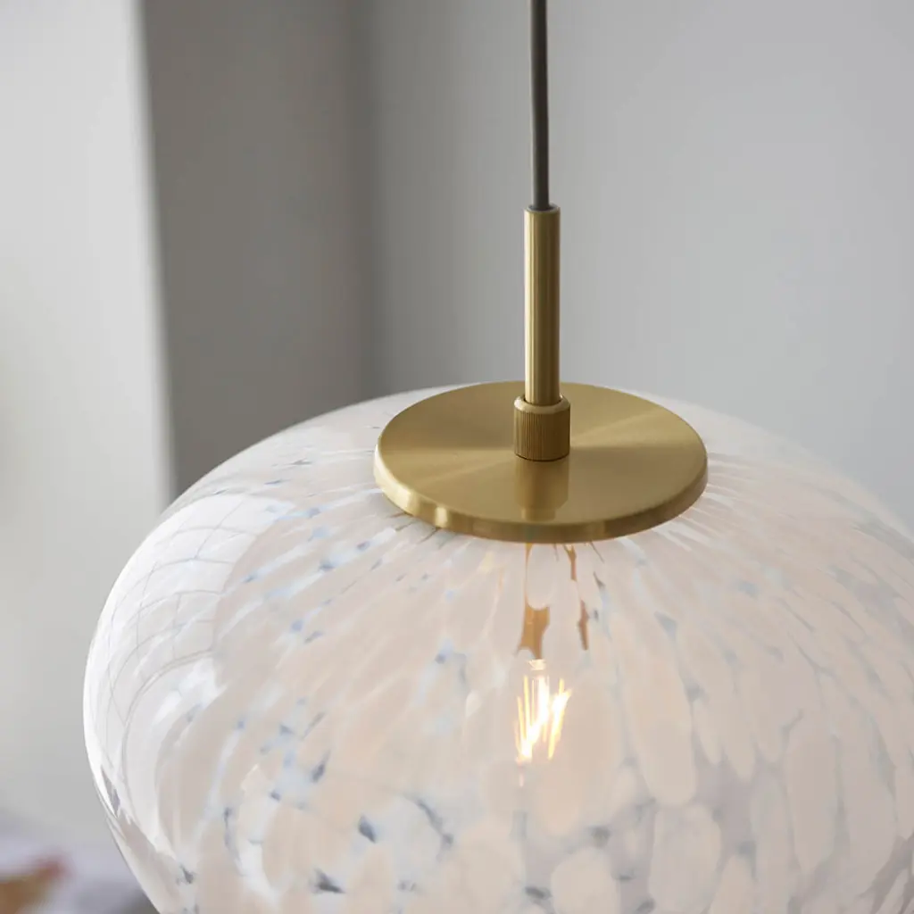 Mali Satin Brass Pendant with Confetti Glass