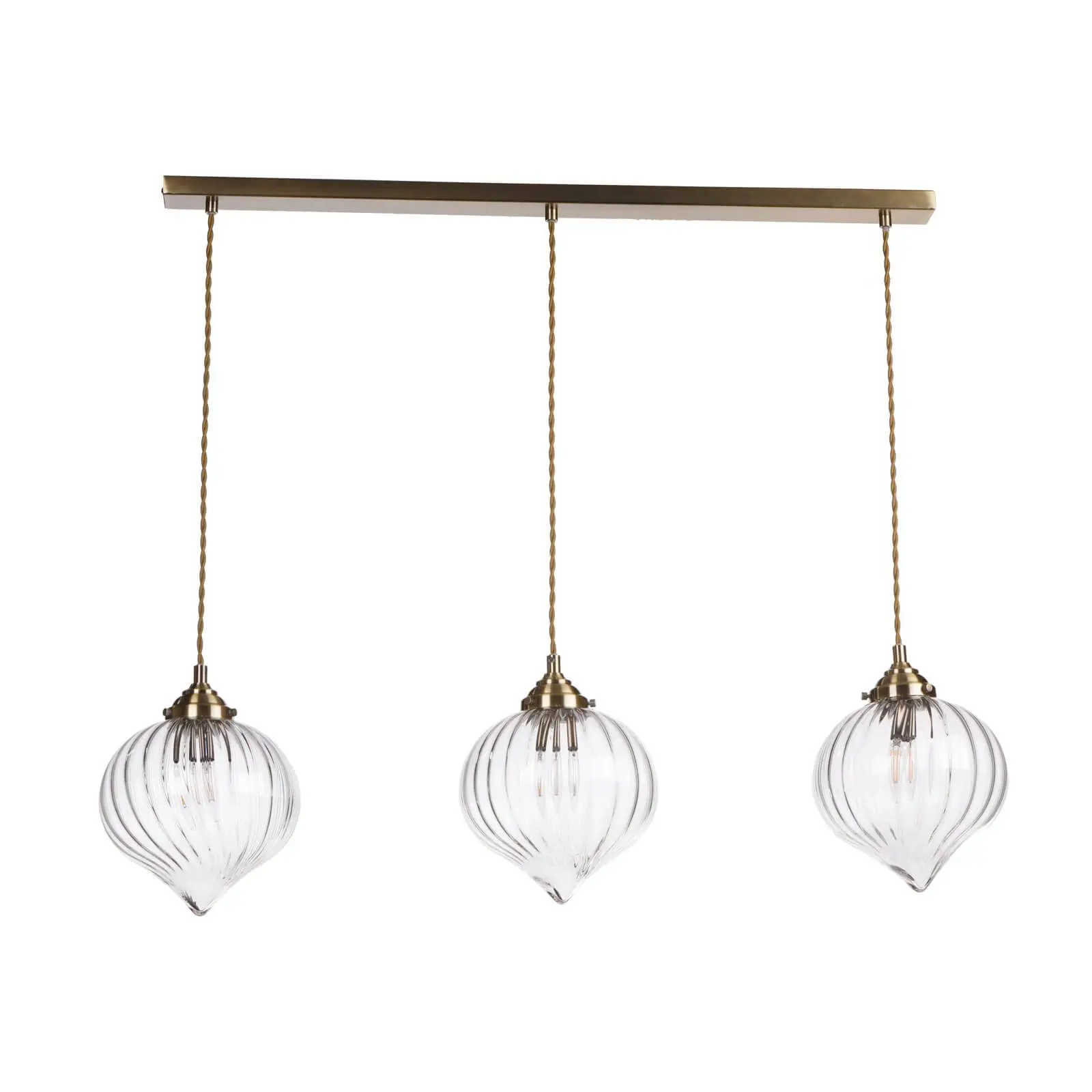 Mya 3 Light Antique Brass & Glass Bar