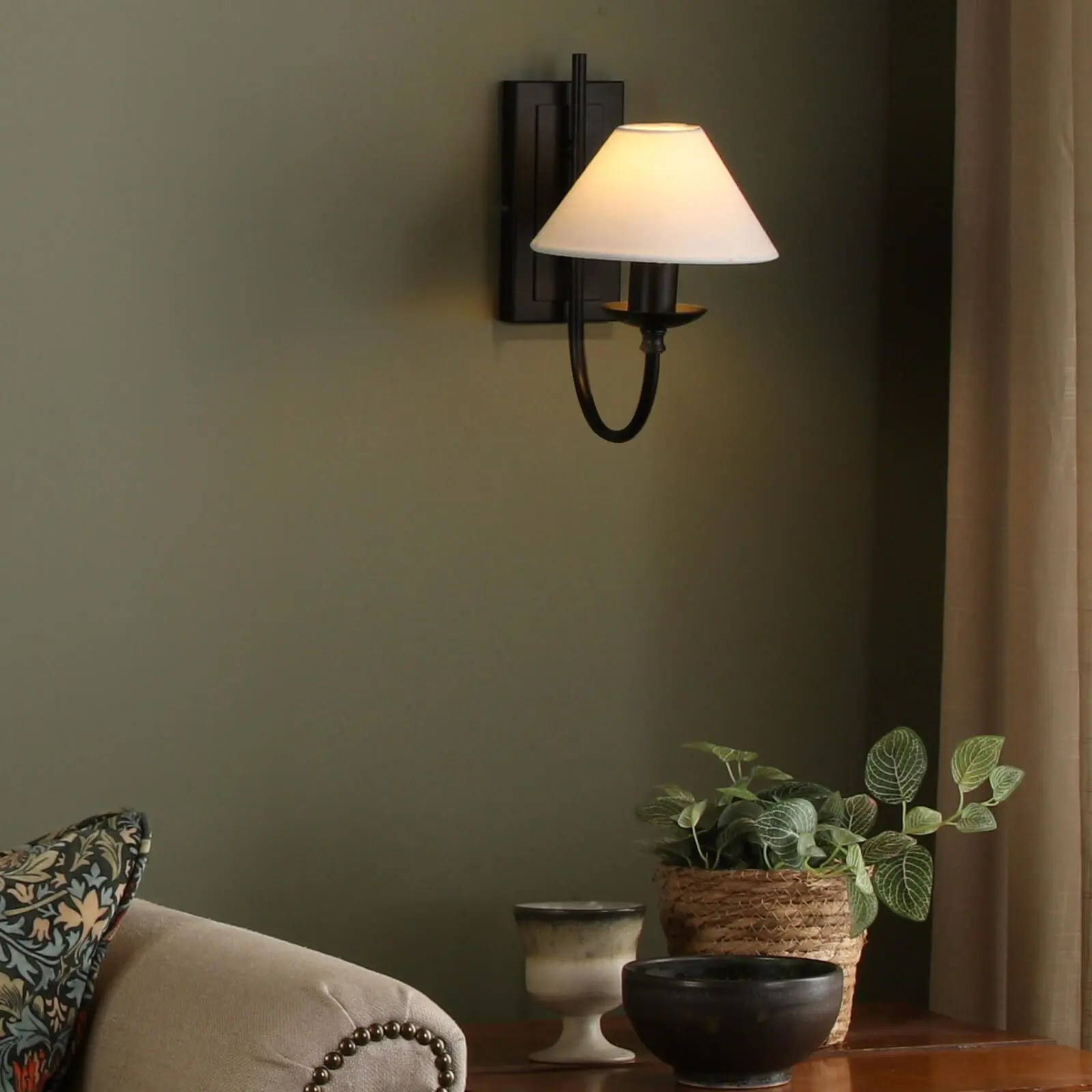 Sivan Matt Black Wall Light C/W Shade