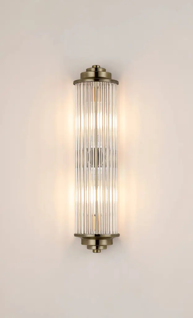 Appeal Small Flush Wall Light in Antique Brass IP44