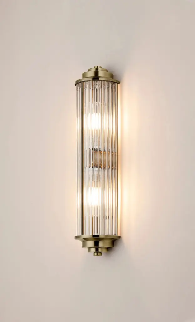 Appeal Small Flush Wall Light in Antique Brass IP44