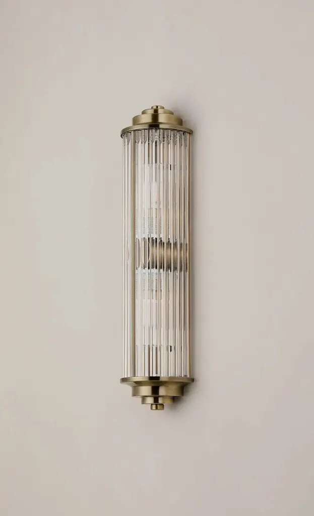 Appeal Small Flush Wall Light in Antique Brass IP44