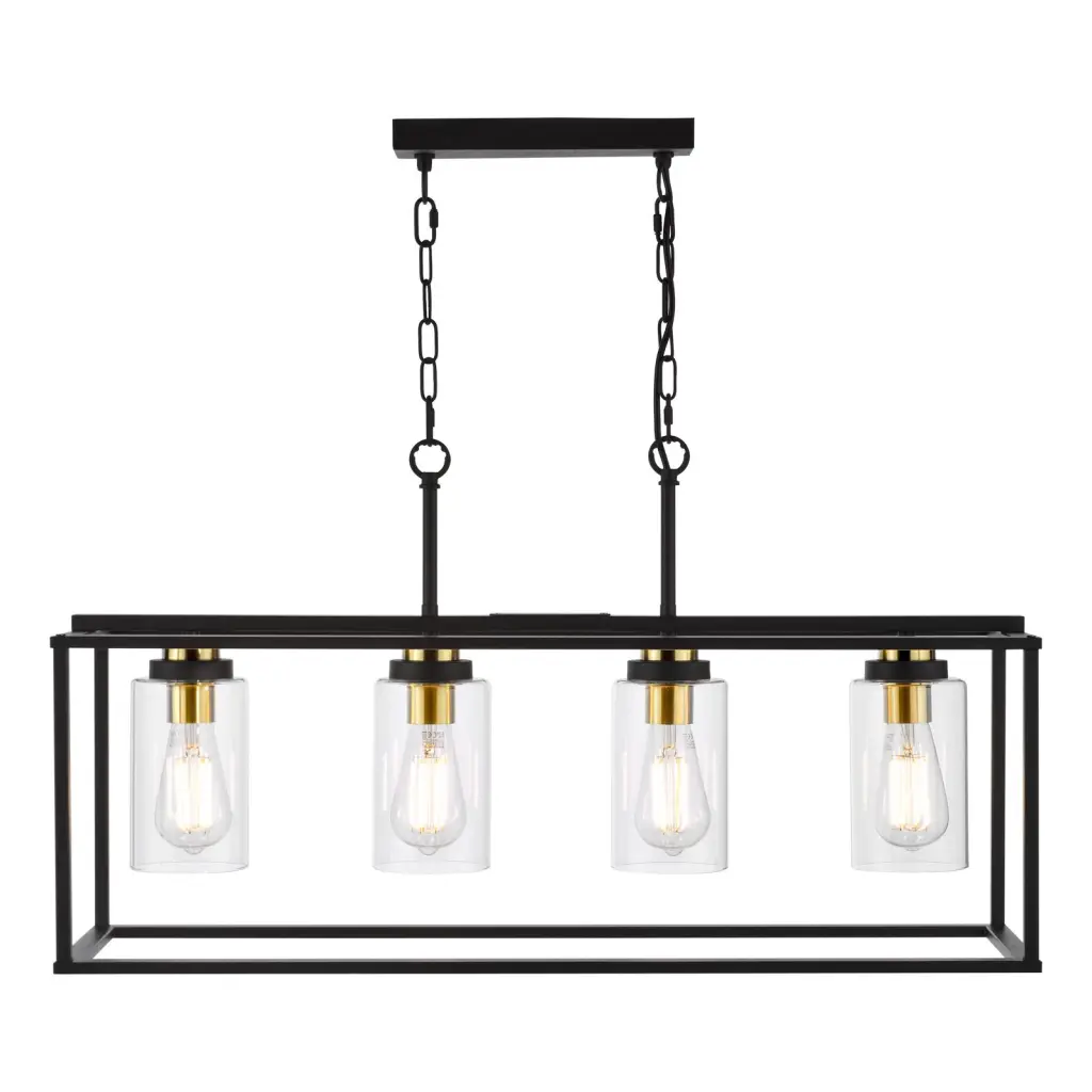 Abel 4 Light Bar in Black with Brass Detail