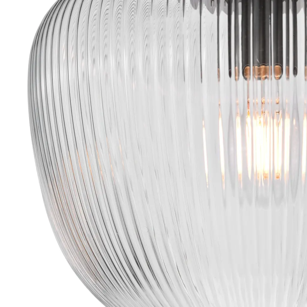 Abrielle Semi Flush Light in Polished Nickel C/W Clear Ribbed Glass