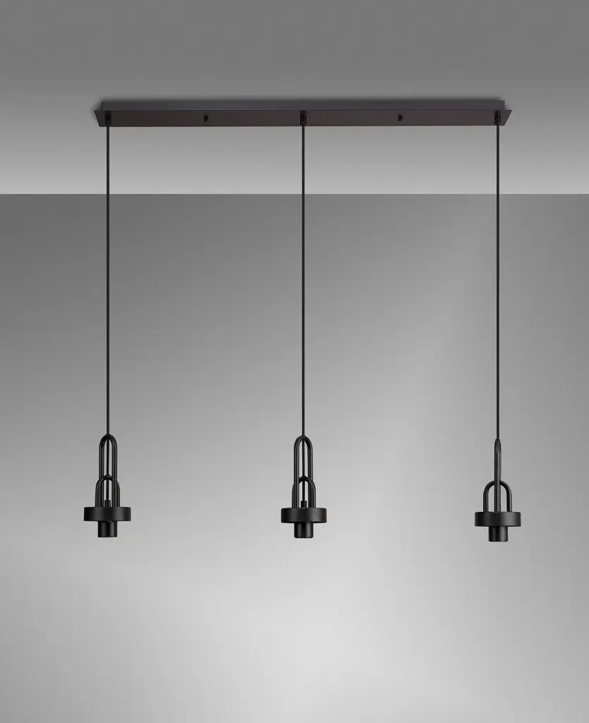 Meel 3 Light Matt Black Bar Pendant