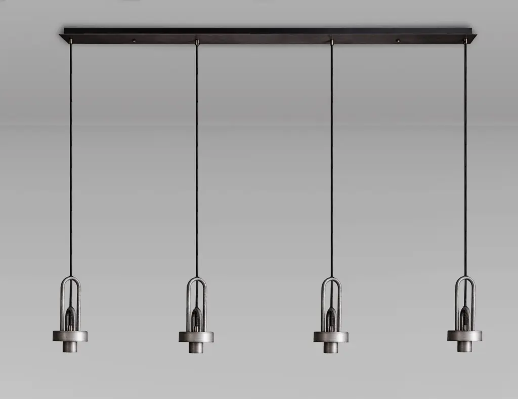 Meel 4 Light Aged Pewter Bar Pendant