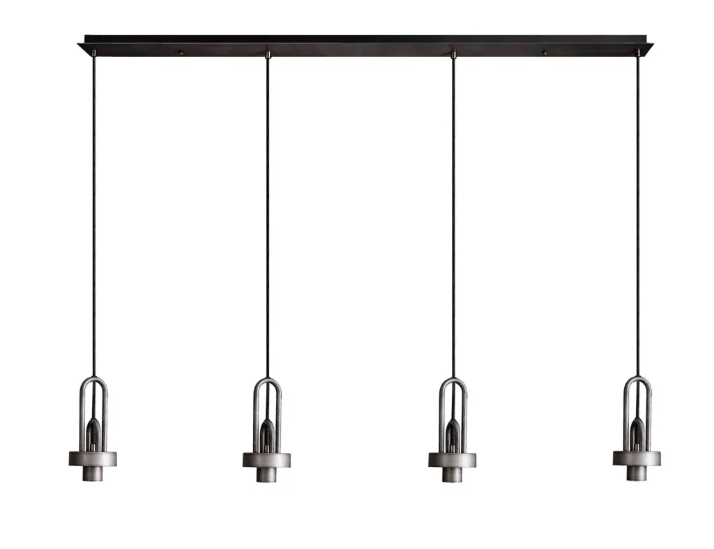Meel 4 Light Aged Pewter Bar Pendant
