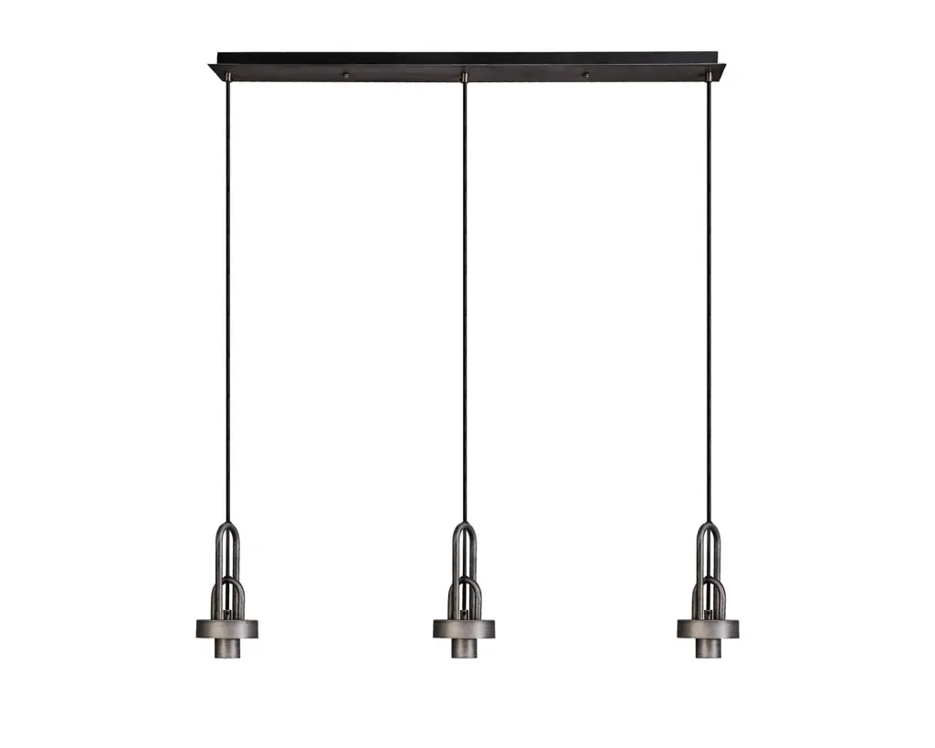 Meel 3 Light Aged Pewter Bar Pendant