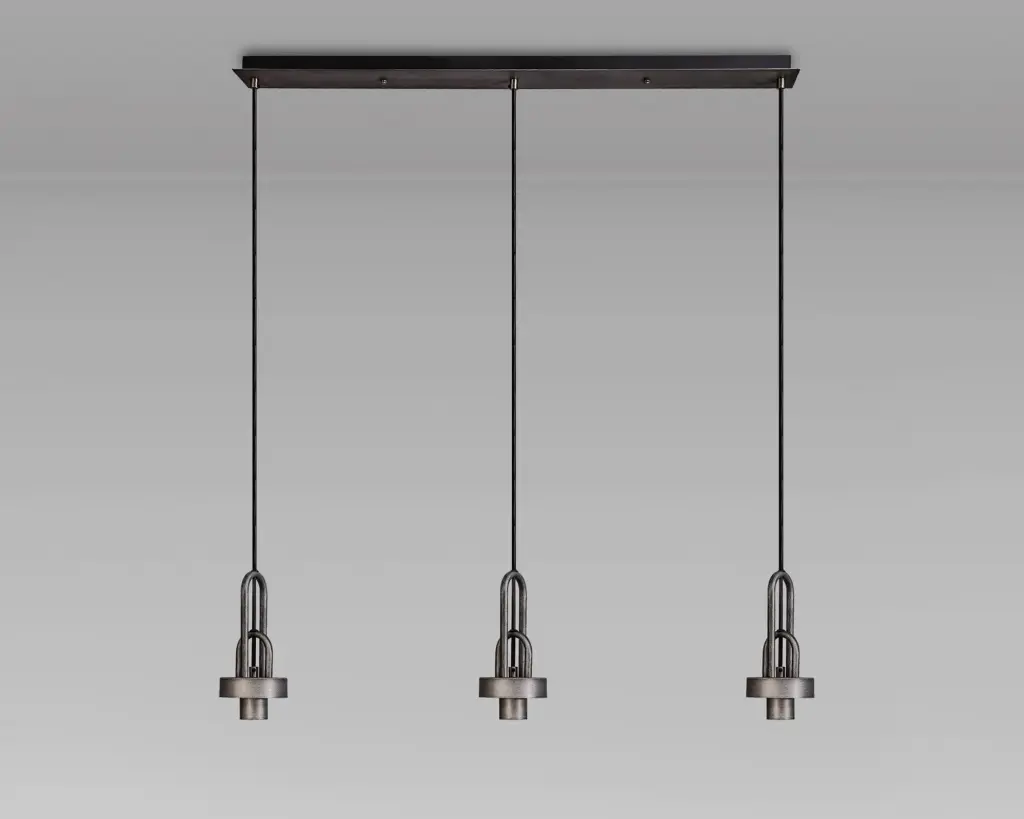 Meel 3 Light Aged Pewter Bar Pendant