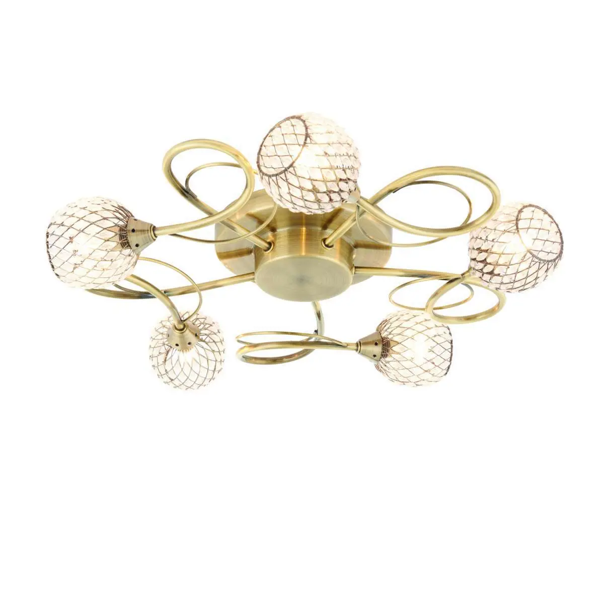 Aherne 5 Light Semi Flush in Antique Brass