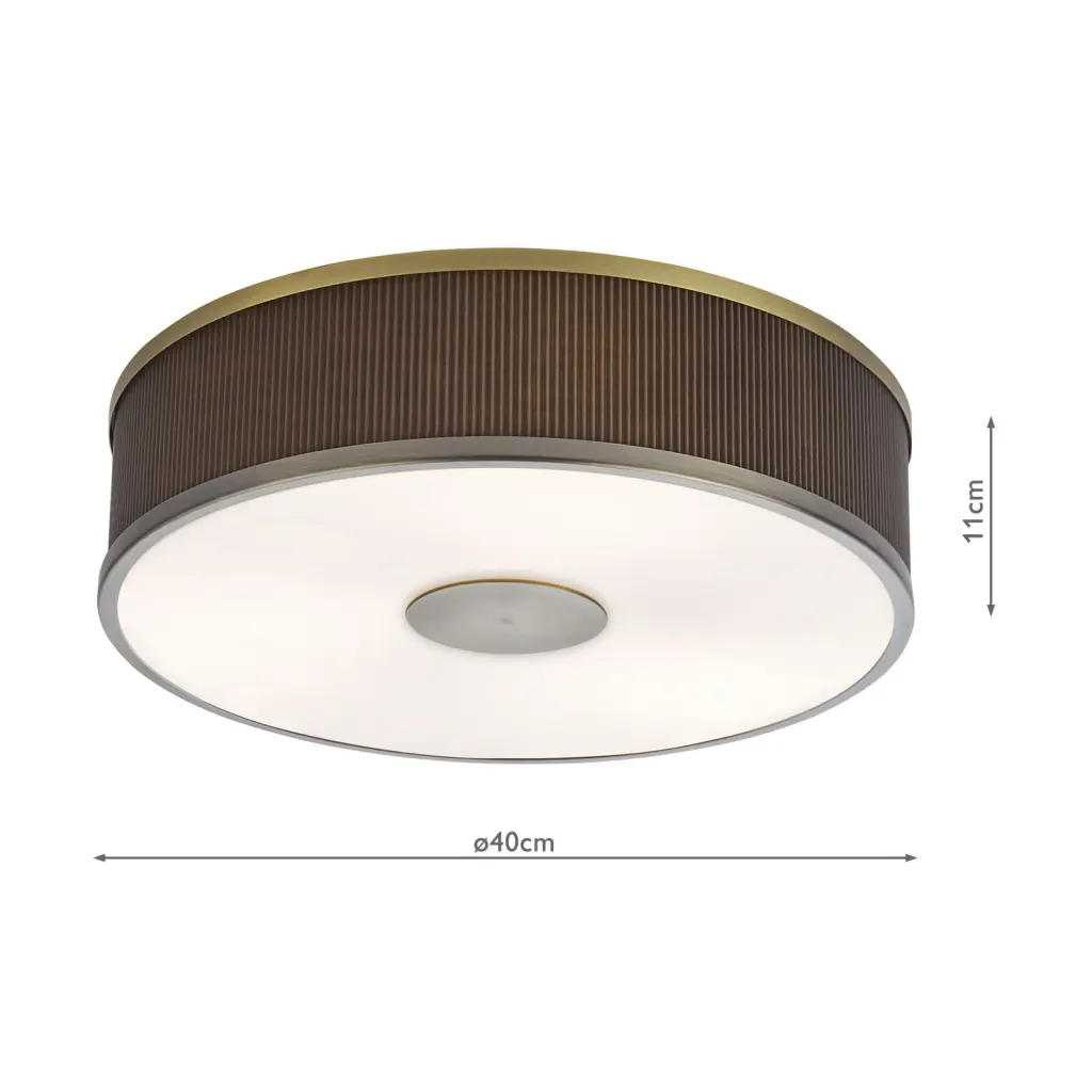 Alvaro Antique Bronze 3 Light Flush Fitting C/W Brown Shade