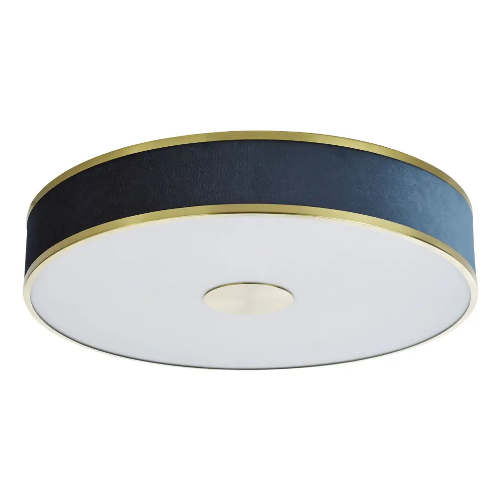 Alvaro Brushed Brass 6 Light Flush Fitting C/W Blue Shade