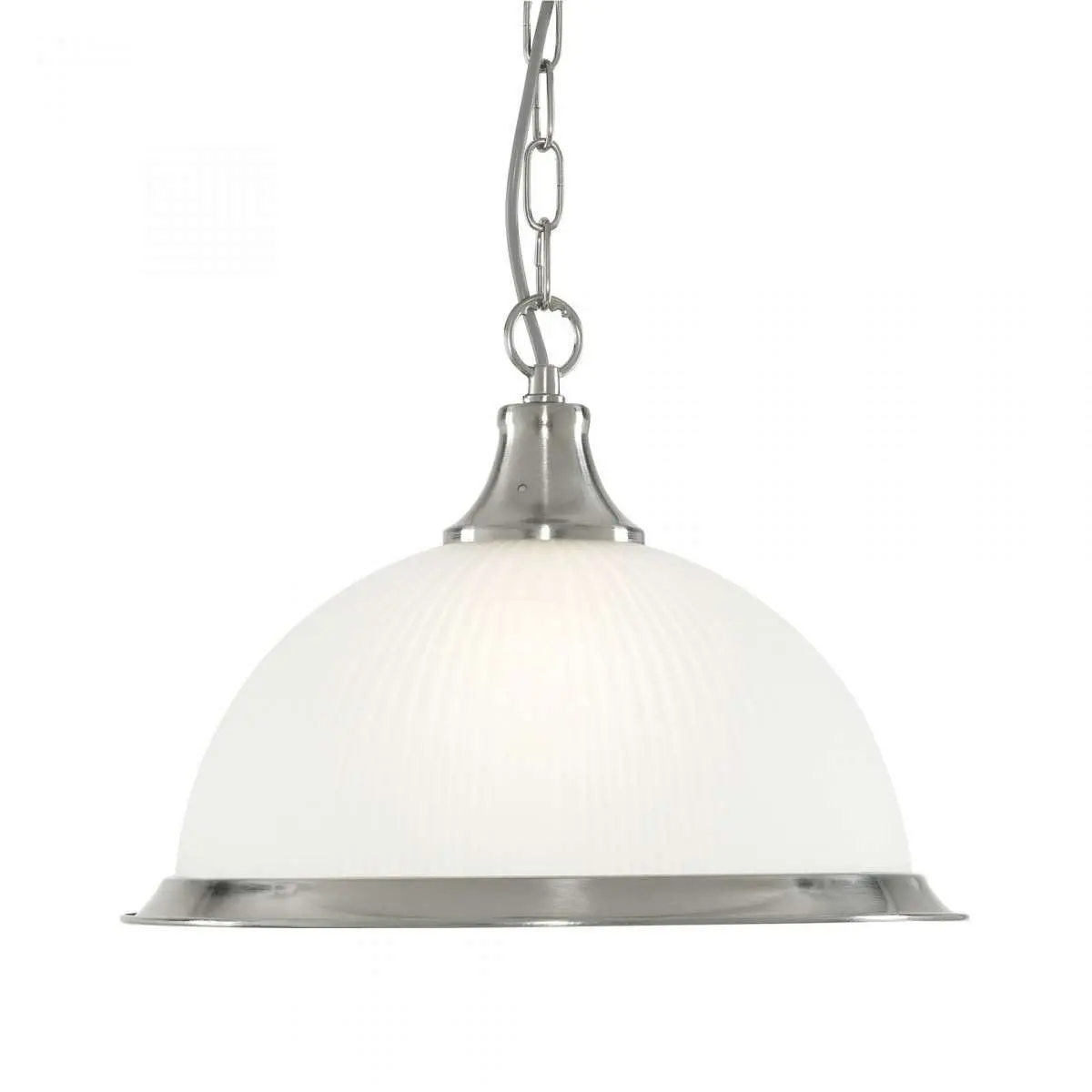 American Diner Single Pendant Satin Silver Opaque Acid Glass