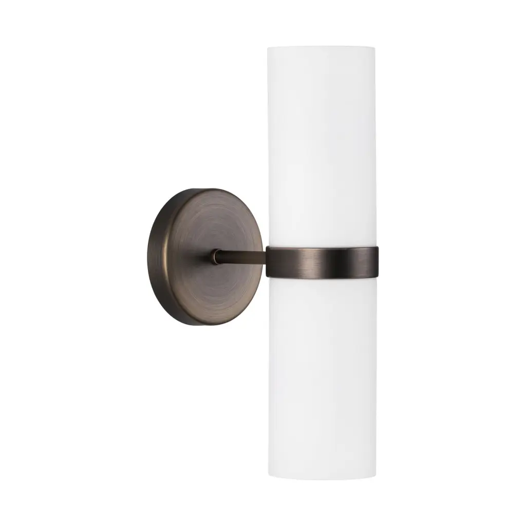 Anais 2 Light Opal Glass & Antique Brass Wall Light
