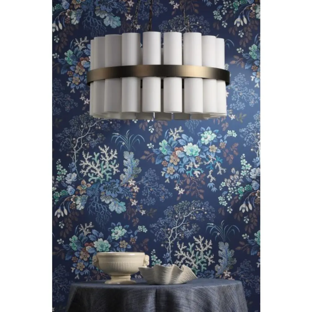 Anais 36 Light Pendant Opal Glass and Antique Brass