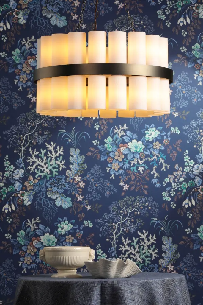 Anais 36 Light Pendant Opal Glass and Antique Brass