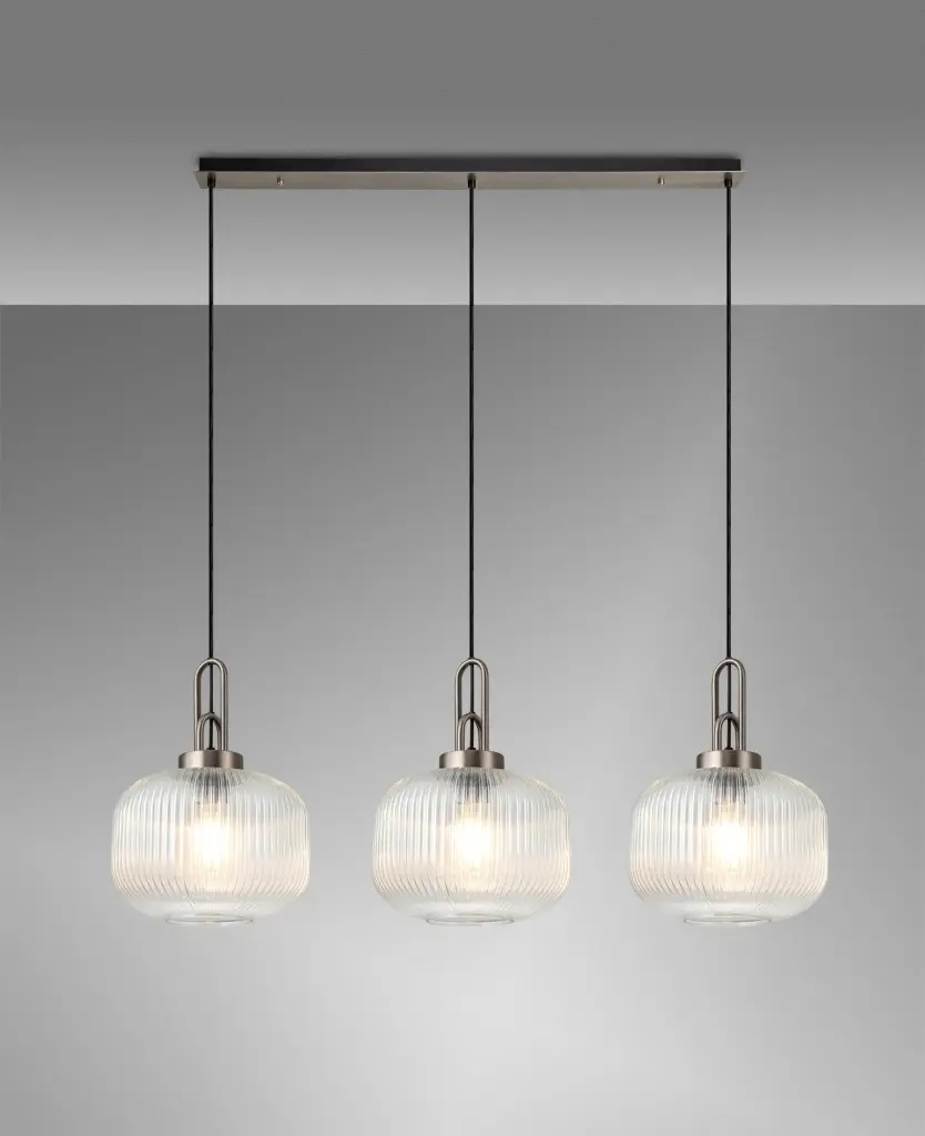 Meel 3 Light Antique Silver Bar Pendant