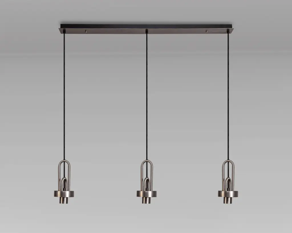 Meel 3 Light Antique Silver Bar Pendant