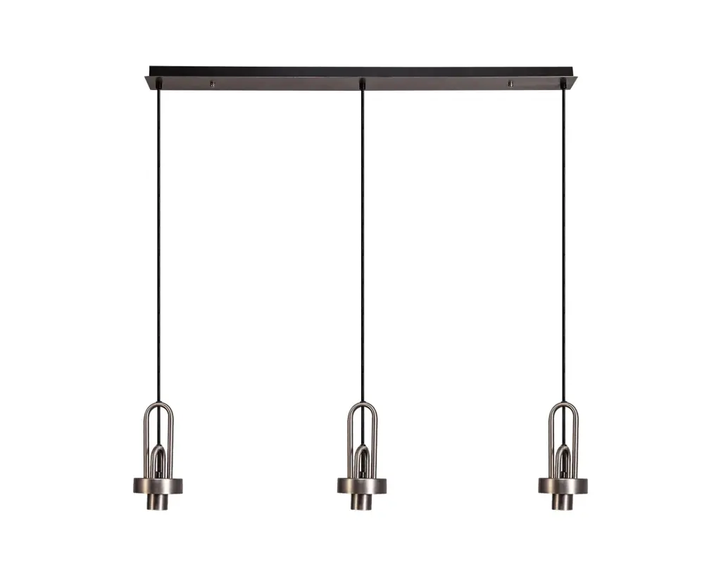 Meel 3 Light Antique Silver Bar Pendant