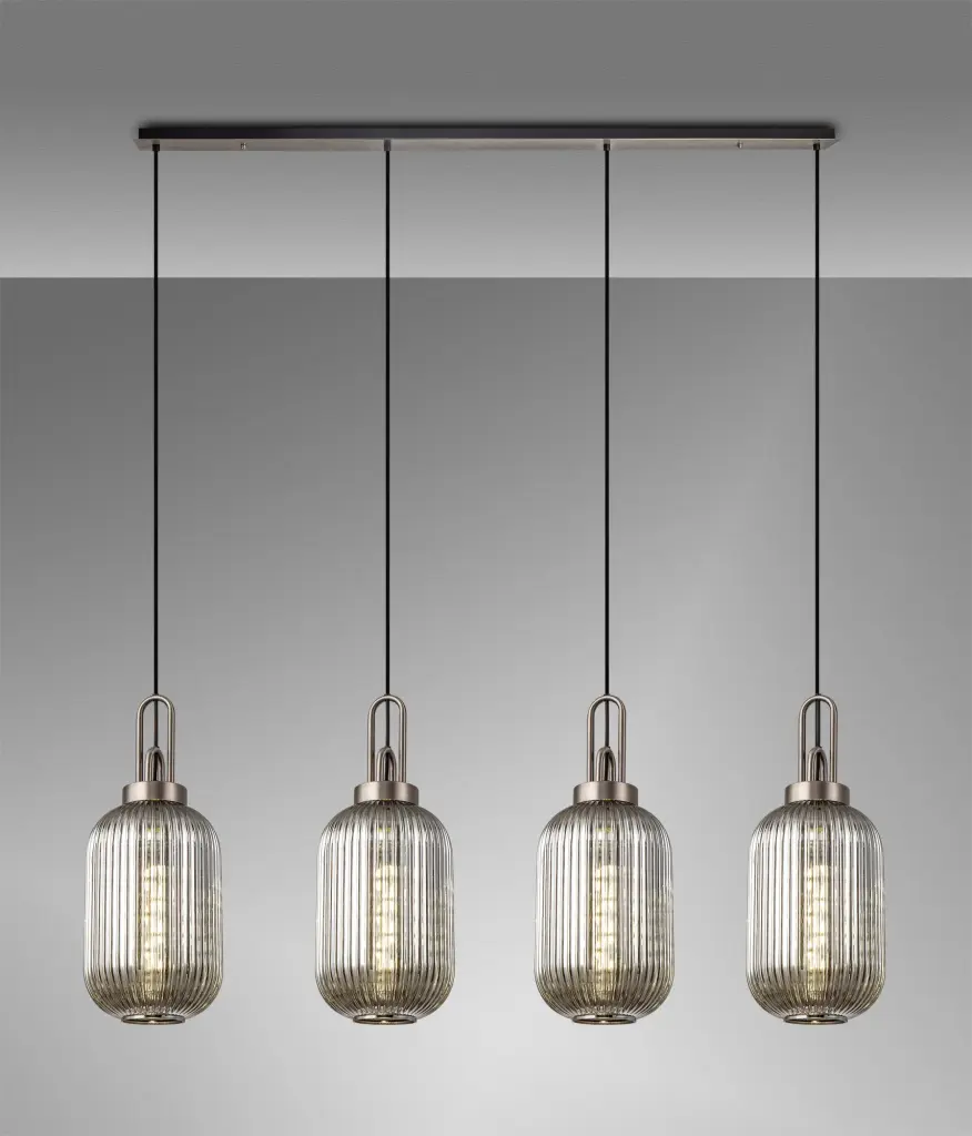 Meel 4 Light Antique Silver Bar Pendant