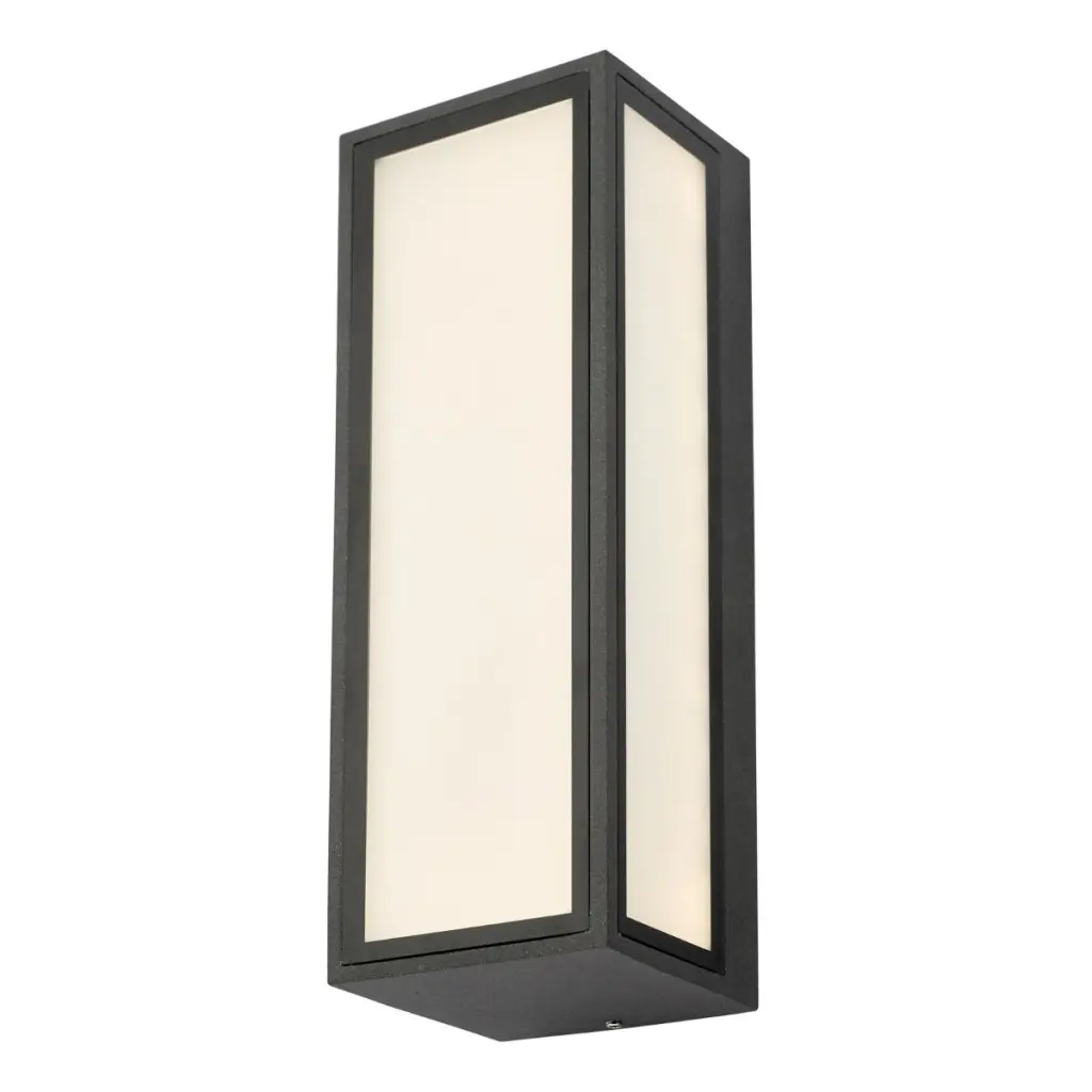 Arham Matt Grey Outdoor Wall Light with Frostred Glass