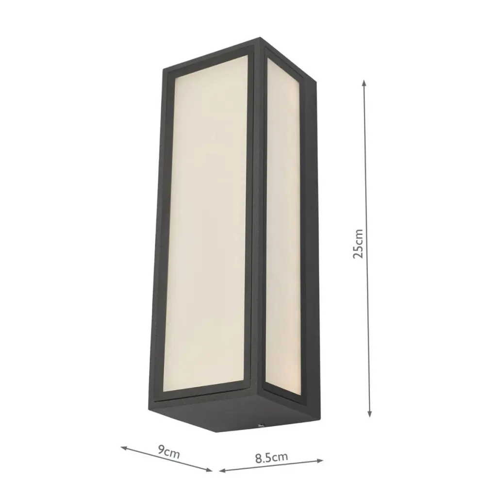 Arham Matt Grey Outdoor Wall Light with Frostred Glass