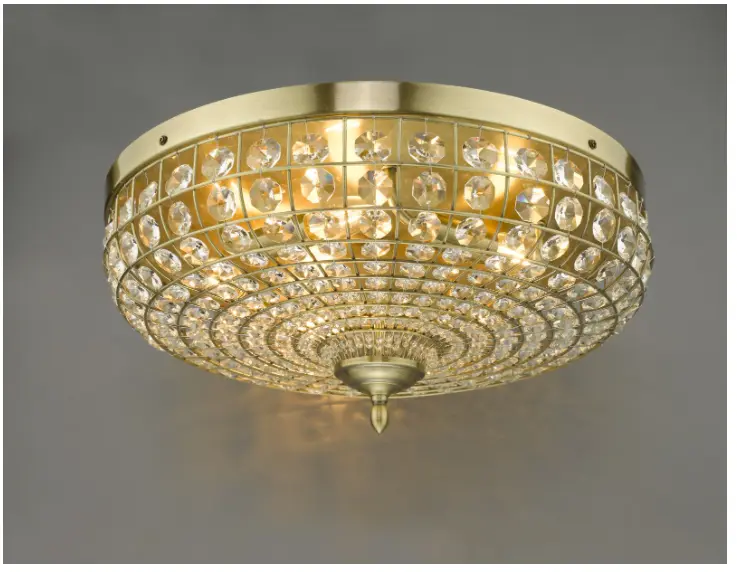 Asmara 5 Light Flush Antique Brass Crystal