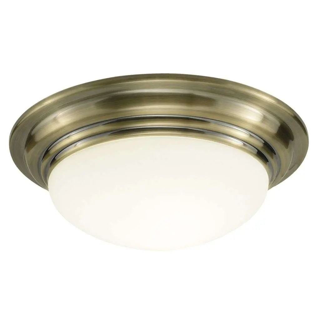 Barclay Small Flush IP44 Antique Brass